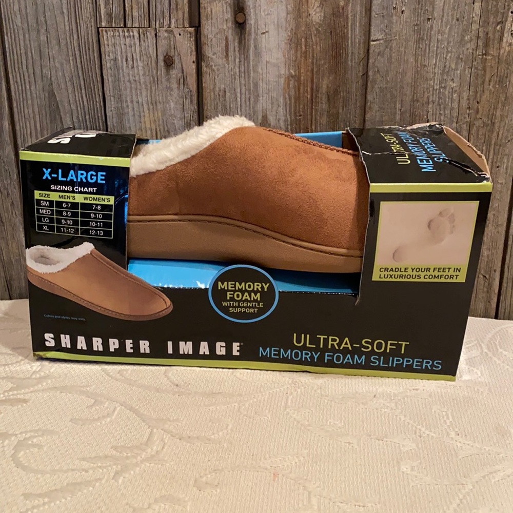 Sharper Image Ultra Soft Memory Foam Slippers NEW